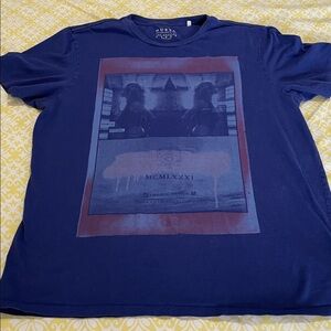 Guess Blue Large Graphic Tee Distressed style Soft EUC